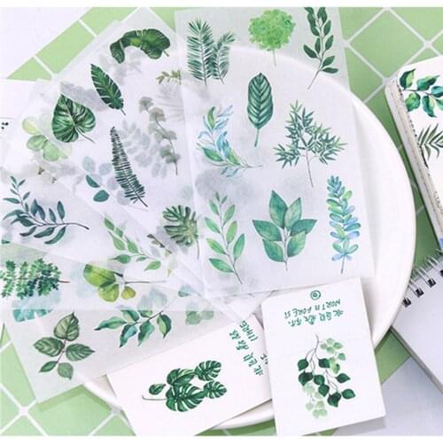 6 Sheet Plant Flower Leaf Aesthetic Stickers For Scrapbooking Bullet Journal Adhesive Sticker Set Dairy Label Photo Ablums 303