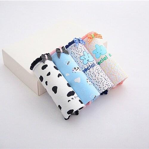 4pcs/lot Underwear for Women Cotton Panties Cow Breifs Sexy Lingeries Female Ladies Briefs Seamless Comfortable Underpants New