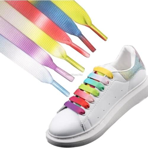 New Gradient Shoe laces Flat Colorful Rainbow Shoelaces for Athletic Running Sneaker Laces Shoes Shoelace Strings Width 1.2 CM