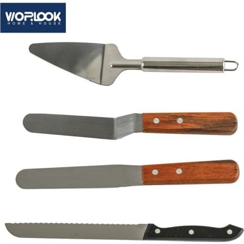 Wooden Handle Stainless Steel Bread Knife Serrated Cake Cream Spatula Toast Slicer Cutter For Cutting Bread Cheese Baking Tool