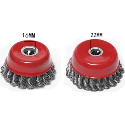 OD3/4/5/6Inch 75/100/125/150mm ID16mm / 22mm Steel Wire Knotted Crimped Cup Wire Brush Wheel for Angle Grinder Metalworking