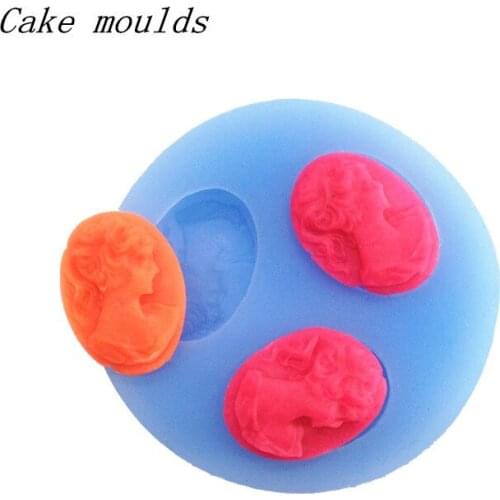 Wholesale Silicone mold K111Mini woman portrait shape Clay mold Fondant cake mold DIY tools