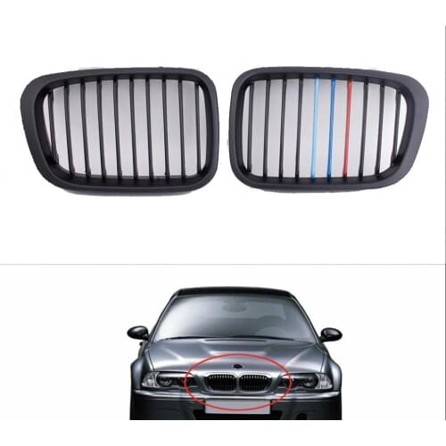 Pair Matte Black M-color Grille Grill For BMW E46 3 Series 4 Door 1998-2001