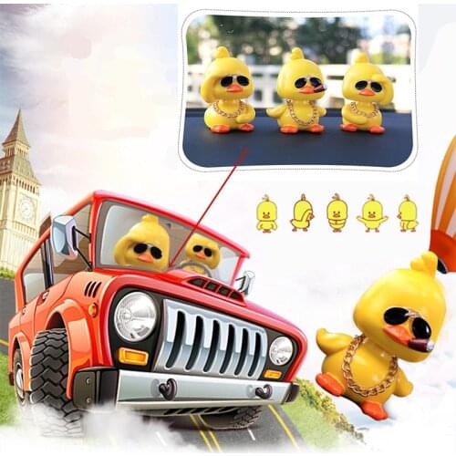 Car Hot Style Little Yellow Duck Car Accessories Interior Decoration Car Spring Shaking Head Doll Doll Head Personality Car Toys