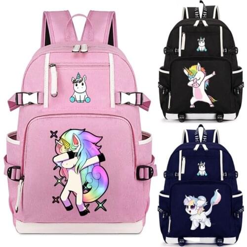 Pink Unicorn Dabbing Cat Colors Backpack School Bag Casual Teenagers Student Book Travel Laptop Kids Girl BoysBag Gift