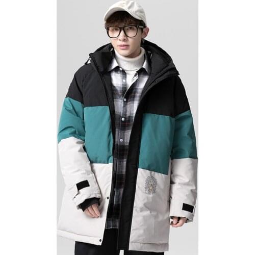Autumn & Winter New Hooded Warm Down Jacket Plus Size Wild Loose Wild Thickening Mid-length Men Cotton Coat Free Tide Shipping
