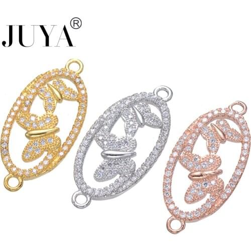 Connectors For Jewelry Making Copper Zircon Circle Butterfly Charm Pendants Accessories DIY Bracelets Necklaces handmade craft
