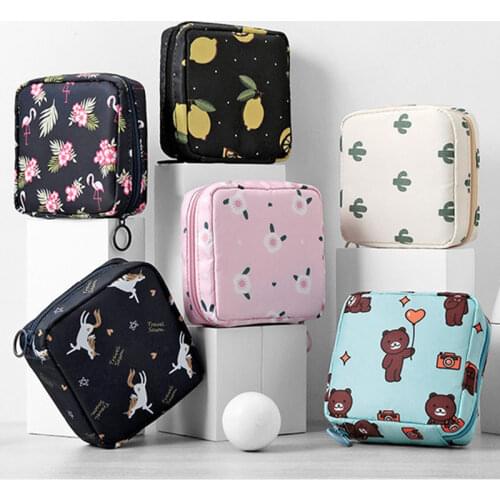 Diaper Sanitary Napkin Storage Bag Canvas Pad Makeup Bag Coin Purse Jewelry Organizer Credit Card Pouch Case Tampon Packaging
