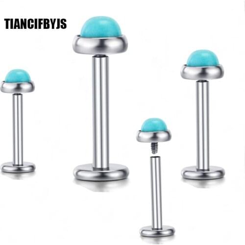 TIANCI FBYJS Labret lip Internally Thread Lip Piercing Helix Bars Steel Earring Gauges Ear Cartilage 60pcs Mix Sizes Nose Studs