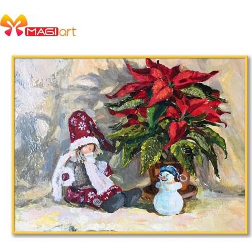 Cross stitch kits Embroidery needlework sets 11CT water soluble canvas patterns 14CT Full Christmas gift vase -NCMC083