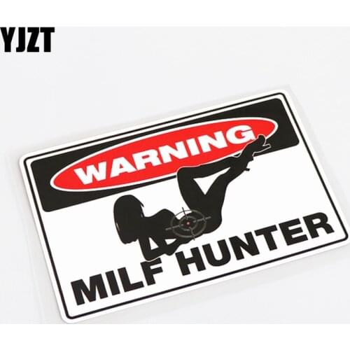 YJZT 13.7CM*9CM Fashion Reflective WARNING MILF HUNTER Car Sticker Decal PVC 13-0362