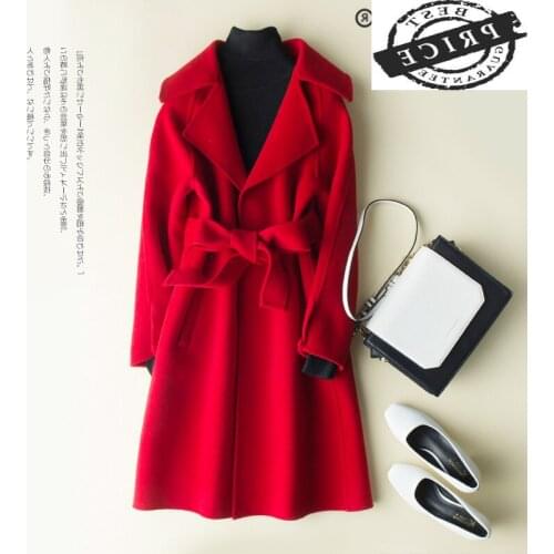 Natural 100% Wool Coat Female Long Cashmere Jacket Women Clothes 2021 Korean Woolen Jacket Autumn Overcoat Hiver 0a2PlD1