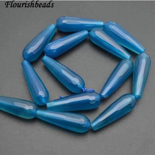 10X30mm Faceted Blue Agate Long Drop Stone Loose Beads 5 strands per lot Jewelry making