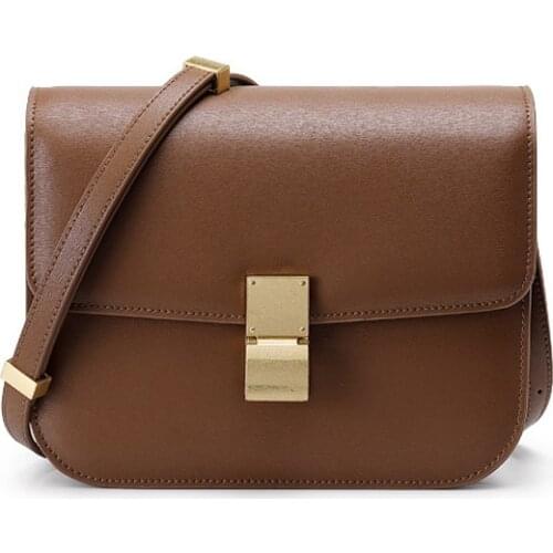 2021 Luxury Chic Design Bag Classic Box Flap Geniune Leather Tofu Bag Square Bag with Lock Women Casual Shoulder Crossbody Bag