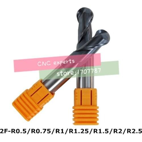 7PCS radius 0.5 0.75 1.0 1.25 1.5 2.0 2.5 mm HRC50 2 flutes Tungsten Carbide Ball Nose End Mill set milling cutter