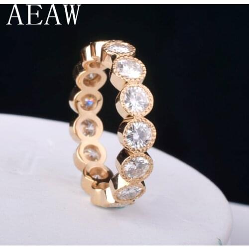 AEAW 1.8 CTW 3MM DF Moissanite Full Eternity Engagement Band 14K Yellow Gold for Women Fine Jewelry