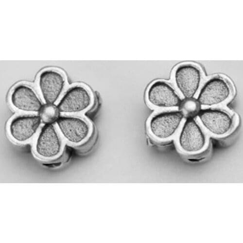 925 Sterling Silver Matte Craftwork Six Petals Flower Beads 7.5mm Handmade Ornament Silver Spacer Beads DIY Jewelry Make Vintage