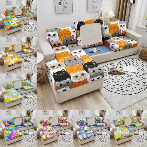 Stretch Sofa Cover 1/2/3/4 Seater Cat Fabric Elastic Couch Cover For Corner Sofa Slipcover Multi-Size Sofa Seat Cushion Cover