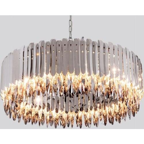Living room luxury new modern chandelier round restaurant chandelier chain crystal chandelier chrome home decoration lamp