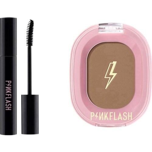 PINKFLASH Highlighter Powder Makeup Bronzer Glow Contour Shimmer Powder S01 With Waterproof Long-Lasting Mascara 2