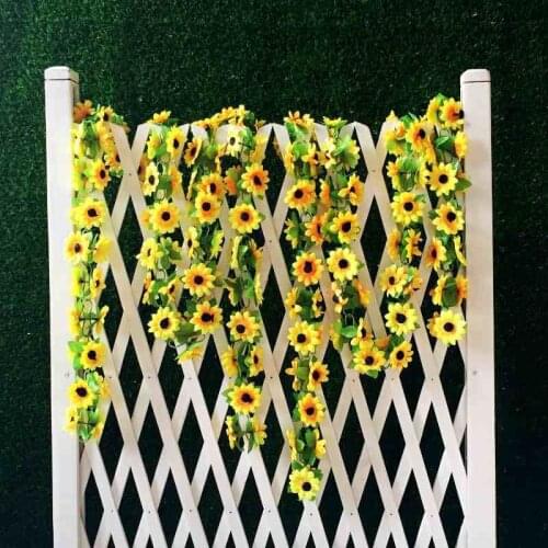 2m Fake Artificial Yellow Sunflower Garland Silk Wedding Flowers Arch Gazebo Decor Vines Wedding Party Decorative Flowers