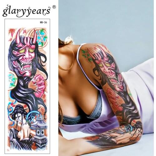 Glaryyears Big Arm Temporary Tattoo Sticker Ghost Fake Tatoo Cartridge Flash Tatto Waterproof Big Body Art Men Women Q-MB-36
