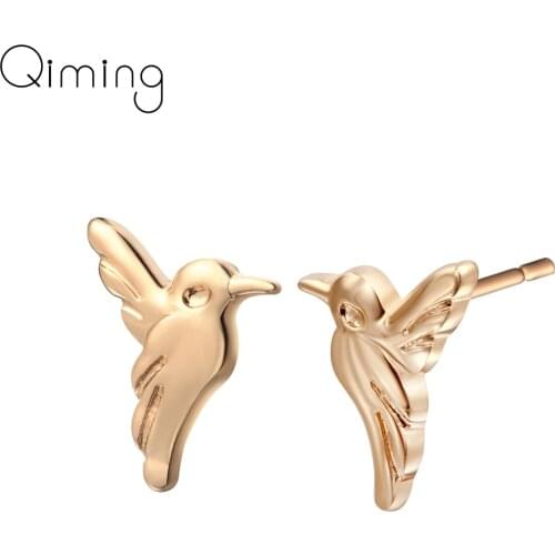 Hummingbird Stud Earrings Woman Cute Small Animal Bird Earring Flying Gold Birds Ear Studs for Women Party Gifts