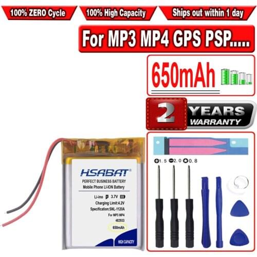 HSABAT 650mAh 482933 lithium Li ion polymer rechargeable Battery for MP3 MP4 GPS PSP Digital Driving recorder