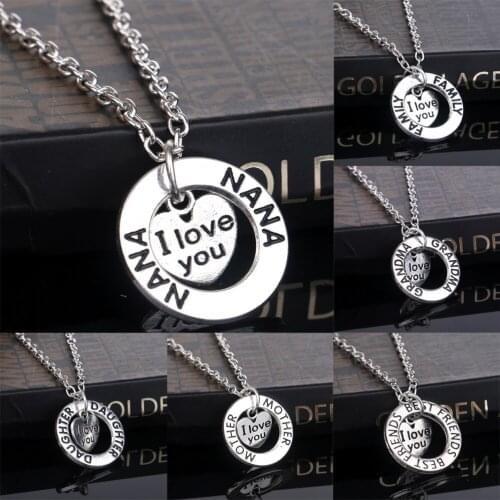 Love You Mom NaNa Sister Daughter Heart Pendant Necklace Best Friend Family Gift Women Men Jewelry Mothers Day Chain Necklaces