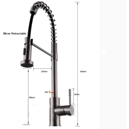 Multifunction Spring Style Kitchen Faucet Brushed Nickel Pull Out Torneira Brass Rotatable Water Spayer Swivel Spout Vessel Sink