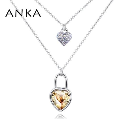 ANKA fashion classics lock to love pendant crystal heart necklaces for women jewelry necklaces Crystals from Austria #129215