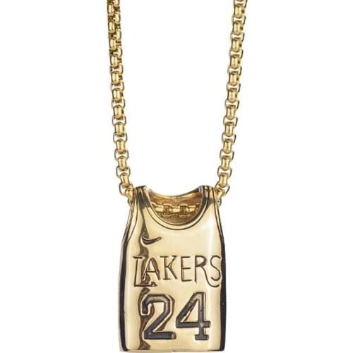 Stainless Steel Mens Punk Rock 24 Number Basketball Uniform T Shirt Pendant Necklace Jewelry Best Mens Street Dance Gift