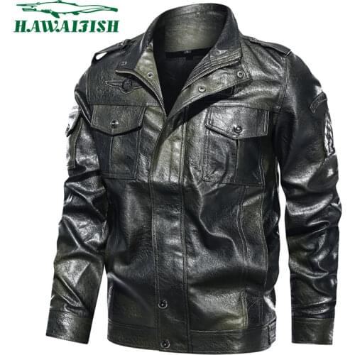Hawaifish brand new mens leather jacket 2021 high quality fashion style leisure clothes Casual Motorcycle biker PU jackets