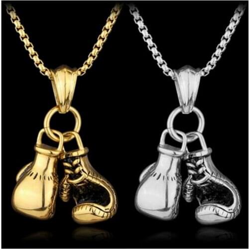 Man boxing glove Necklace Box Chain Pair Boxing Glove Charms Pendants Sport Fitness Jewelry Necklaces