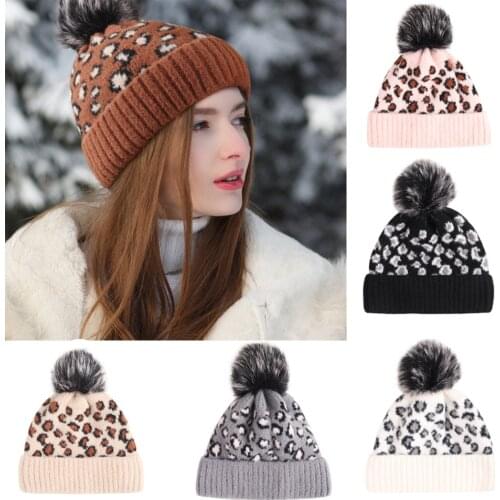 2021 New Sheep Cashmere Warm Skullies Beanies Leopard Beanie Bonnet Femme Caps Hip Hop Cap Hats for Women Hat Chapeau Casquette
