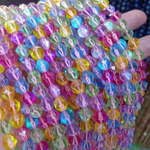 Cut Star Angle Natural ShimmerStone Beads 8mm Faceted Round Loose Colorful Flash Stone Beads For Jewelry Making DIY Strand 15