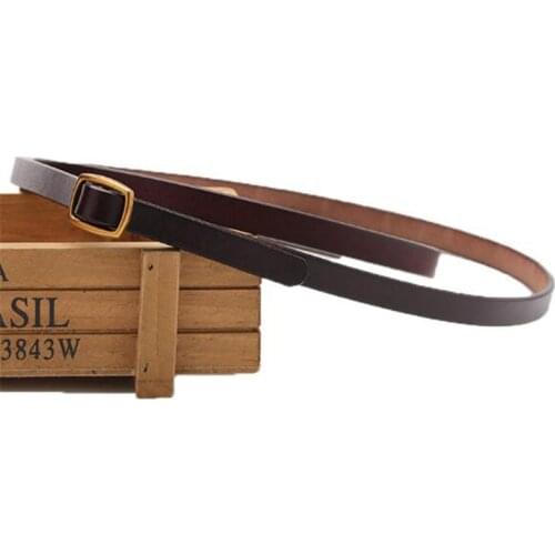 Genuine Leather Strap Lady Vintage Metal Buckle Casual Women Waistband Cowskin Jeans Cintos Thin Narrow Belts Female