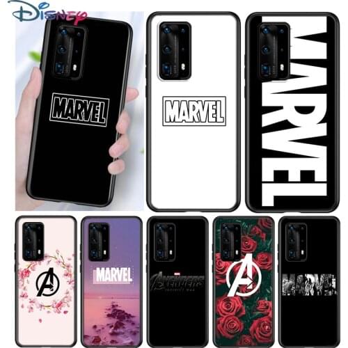 Marvel Logo Silicone Cover For Huawei P40 P30 P20 Pro P10 P9 P8 Lite E Plus 2019 2017 5G Black Phone Case