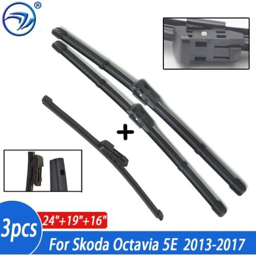 LHD RHD Wiper Front Rear Wiper Blades Set For Skoda Octavia 5E Hatchback 2013 2017 2016 2015 2014 Windscreen 24"19"16"