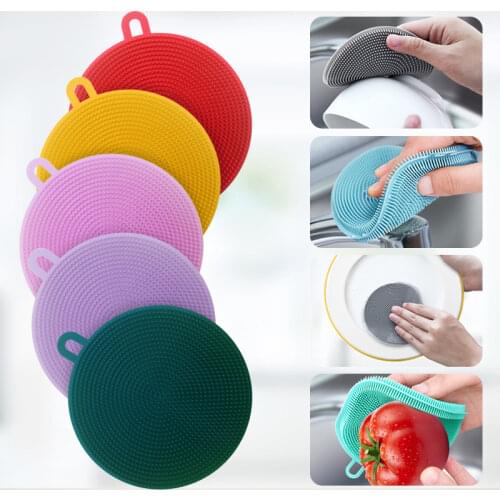5Pieces Silicone Sponge Dish Washing Kitchen Scrubber Multipurpose Non Stick Cleaning Itchen Gadgets Brush Accessories