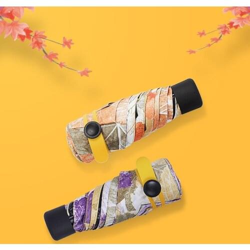 Five-fold umbrella maple leaf folding black glue sunscreen anti-ultraviolet mini pocket ultra-light umbrella