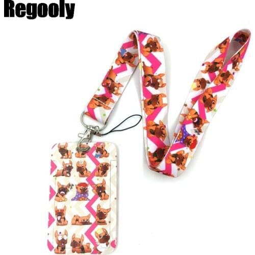 Bull Dogs Animals Anime Lanyard Badge Holder ID Card Lanyards Mobile Phone Rope Key Lanyard Neck Straps Keychain Key Ring
