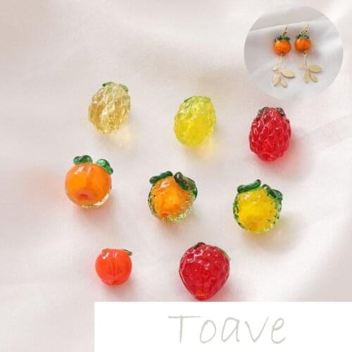 Glass glass straight hole fruit beads pineapple raspberry strawberry orange diy earpiece necklace bracelet accessories