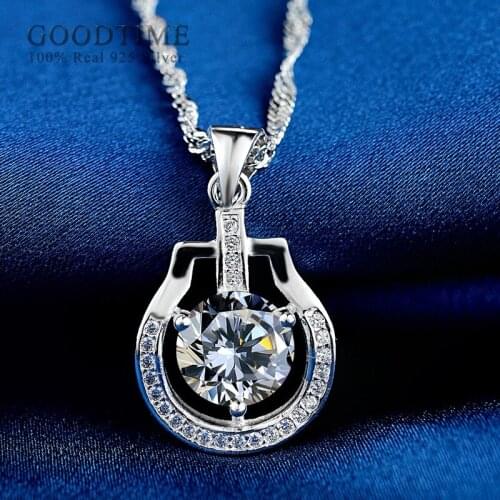 Trendy 925 Sterling Silver Women Necklace Luxury Zircon Pendant Rhinestone Necklace Anniversary Gift For Lover Wedding Party
