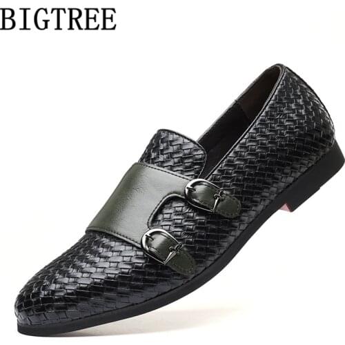Double Monk Strap Shoes Loafers Men Coiffeur Luxury Men Shoes Leather Plus Size Italian Men Dress Shoes Zapatos Formales Hombre