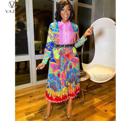 VAZN 2021 Spring New Little Chap Overalls Mature Retro Sexy Round Neck Full Sleeve Womens Skinny High Waist Mini Dress