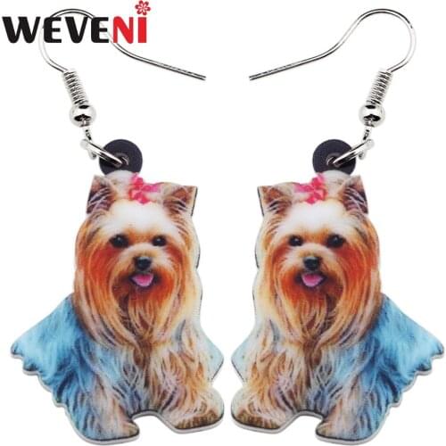 WEVENI Drop Acrylic Lovely Shih Tzu Dog Earrings Big Long Dangle Fashion Animal Jewelry For Girls Women Ladies Accessories Pets