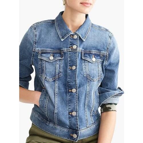 Slim Fit Skinny Washed Vintage Denim Jacket Blue High Quality Autumn Fashion Casual Harajuku Streetwear Womens Denim Coat