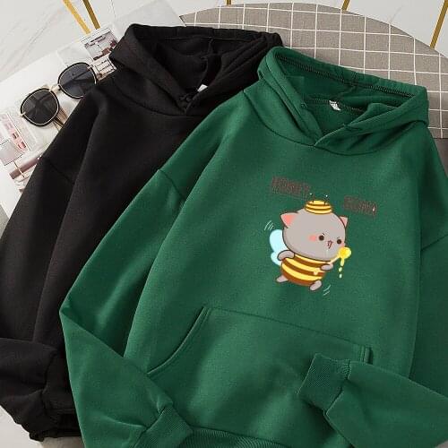 Women Harajuku Kawaii Hoodies Bee Aesthetic Vintage Hoodie Japanese Pullover Female Kpop Sweatshirt Fleece Autumn Sudadera Mujer