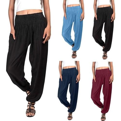 2020 Womens Pants Elastic Pants Loose Casual Pants Fashion Atmosphere Harem Pants